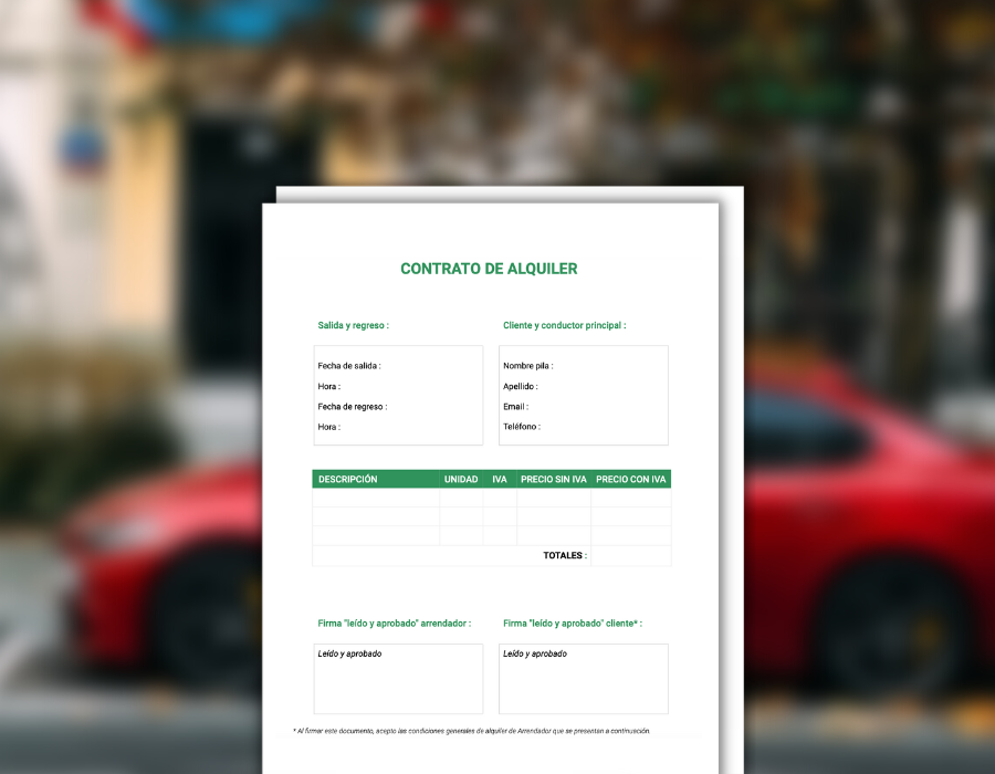 Modelo De Contrato De Alquiler Coche Rodeeo